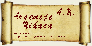 Arsenije Mikača vizit kartica
